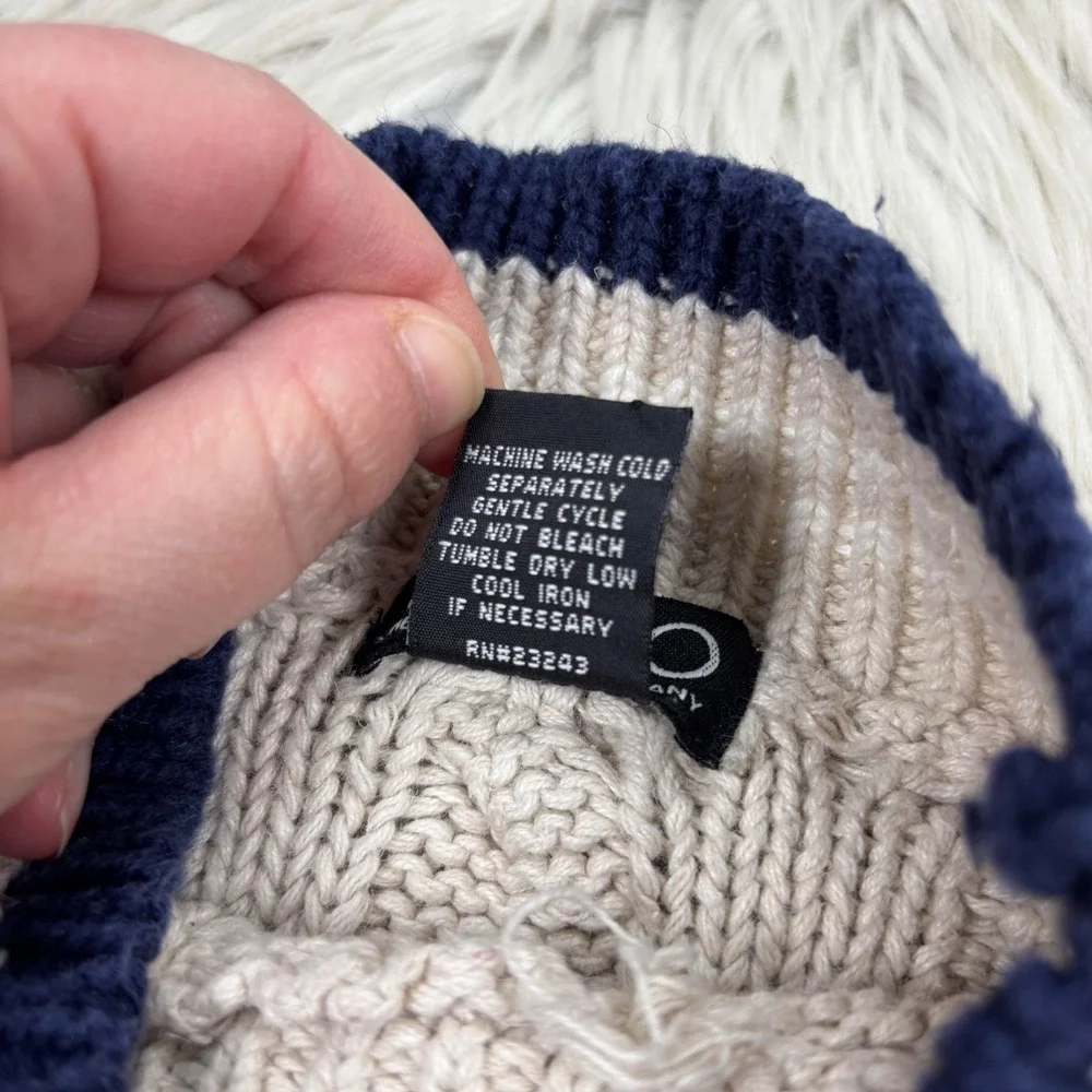 Vintage NY & Co Women's‎ M Mock Neck Chunky Cable-Knit Sweater Preppy Heritage